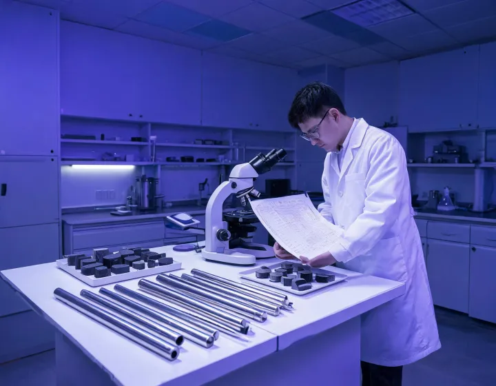 Clean metallurgical quality lab with inspection benches